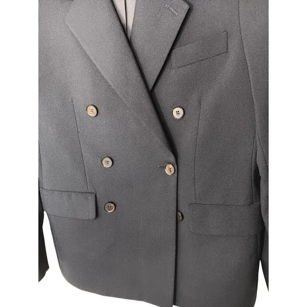 Sandro Paris Blazer Jacket FR 48 US 38 Navy Wool Double Breasted Mens Oversized